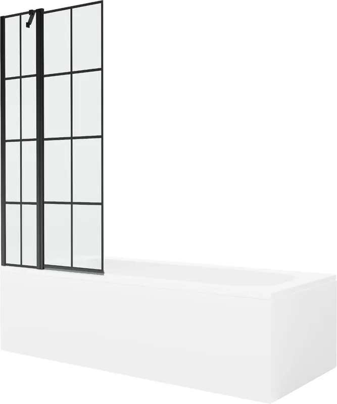 Uusi Kokoelma Kylpyamme Mexen Vega viimeistelyllä ja lasiseinällä, 160x70 cm + 80 cm, Valkoinen+Musta ruudukko