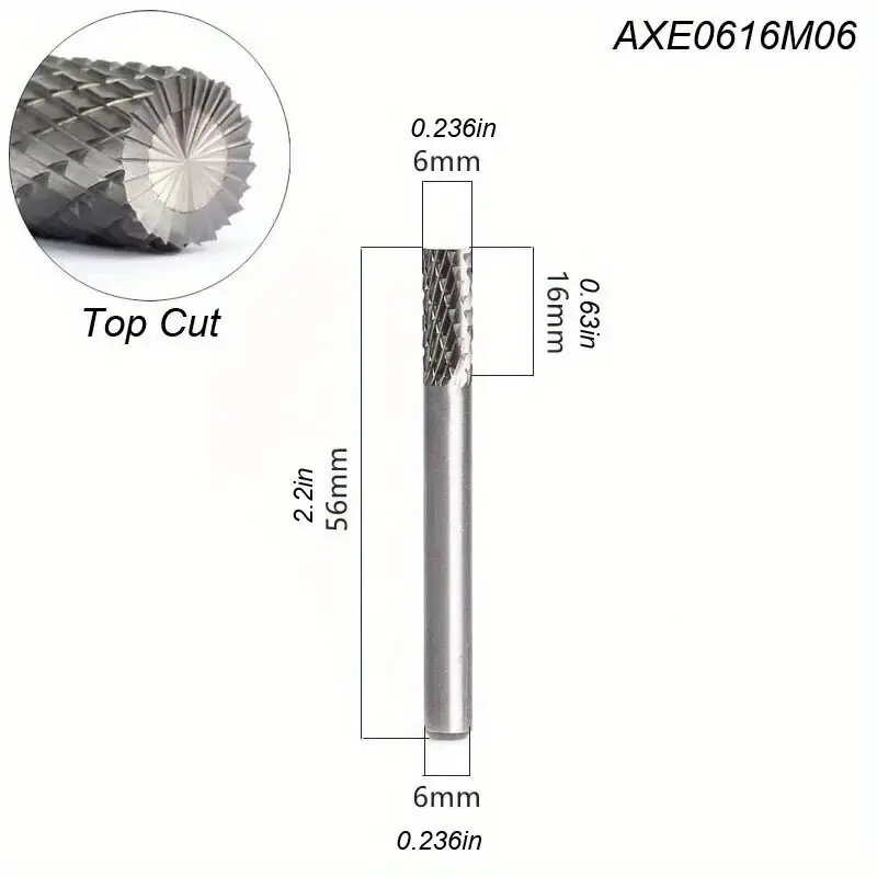 Huippuleikkaustyylinen kaiverrushiomatyökalu volframikarbidihiomaterä metallille 6-16mm, 6 mm Tarjous