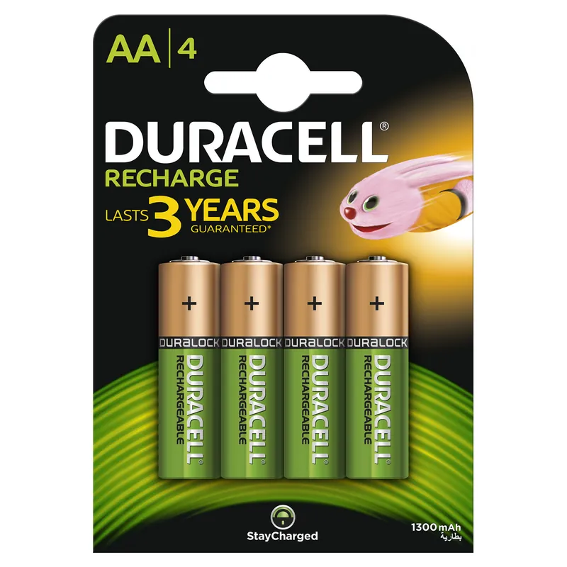 Asiakkaiden Suosikki Ladattavat akut Duracell AA (1300 mAh), LR06, 4 kpl