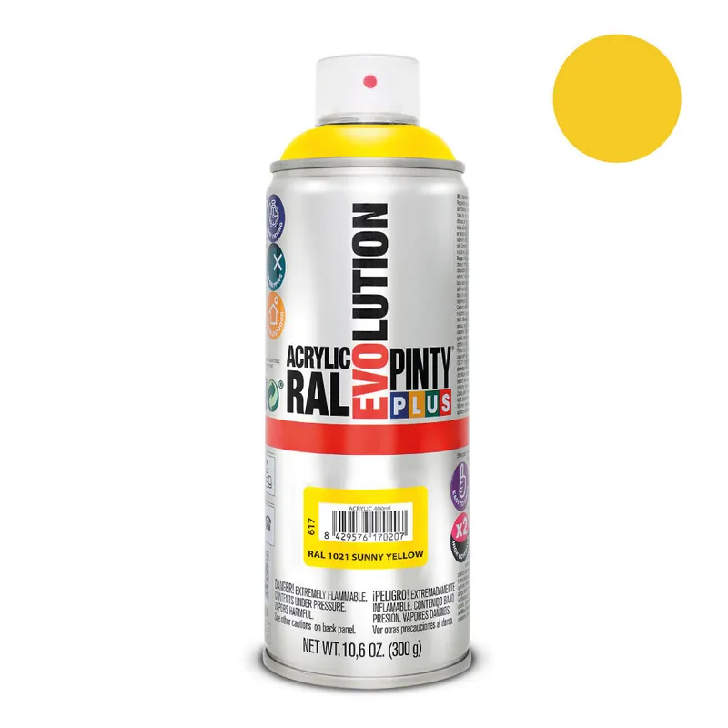 Aerosoliakryyliväri Keltainen RAL 1021 PintyPlus Evolution 400ml Alennus