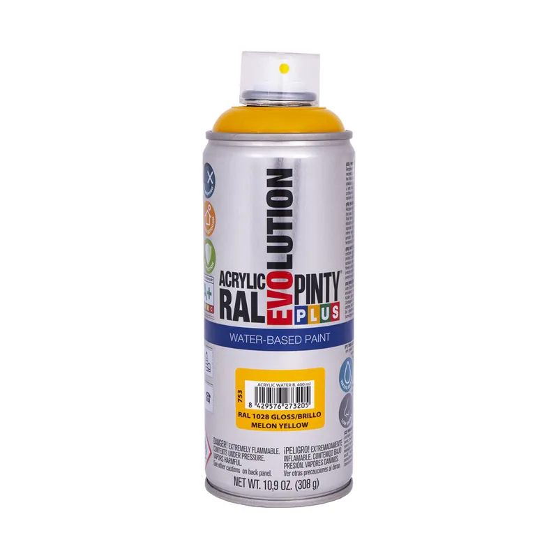 Vesiohenteinen aerosoli akryylimaali keltainen RAL 1028 PintyPlus Evolution 400ml Paras Hinta