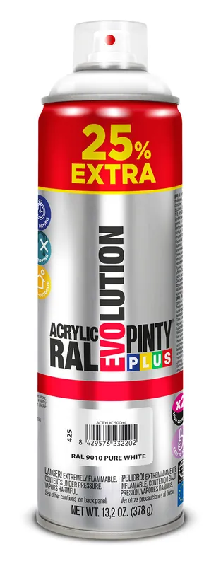 Aerosoli akryylimaali valkoinen RAL 9010 PintyPlus Evolution 500ml Osta Verkossa