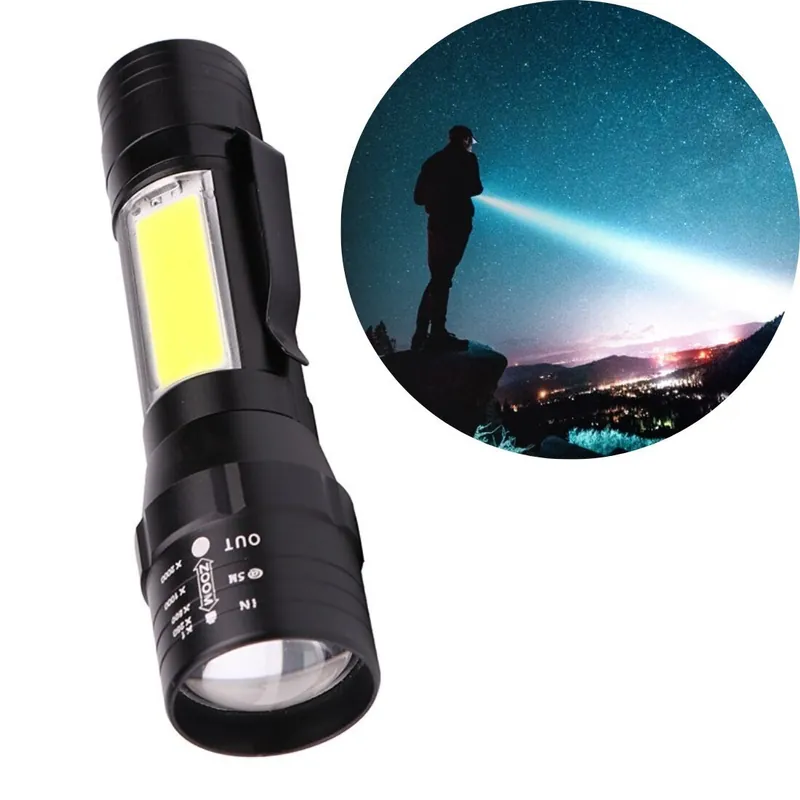 Taktinen LED-taskulamppu 600 lm 400 m ZOOM COB XML T6 USB 5W Rajoitettu Tarjous