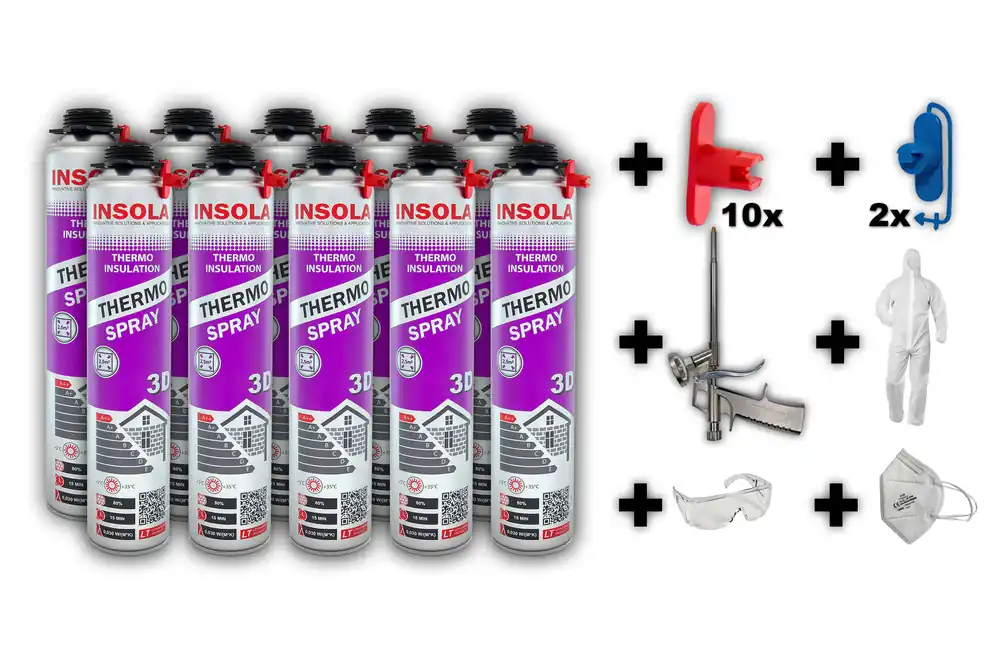 Ilmainen Palautus Spray lämmöneristyssarja INSOLA 3D Mega