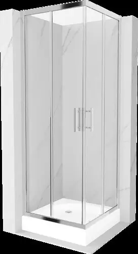 Tukkuhinta Mexen Rio neliönmuotoinen suihkukaappi 70 x 70 cm, läpinäkyvä, kromi + suihkuallas, valkoinen - 860-070-070-01-00-4510