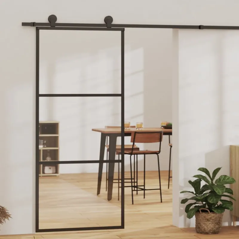 vidaXL Liukuovi ESG-lasi ja alumiini 90x205 cm musta, Juoda Uutuus