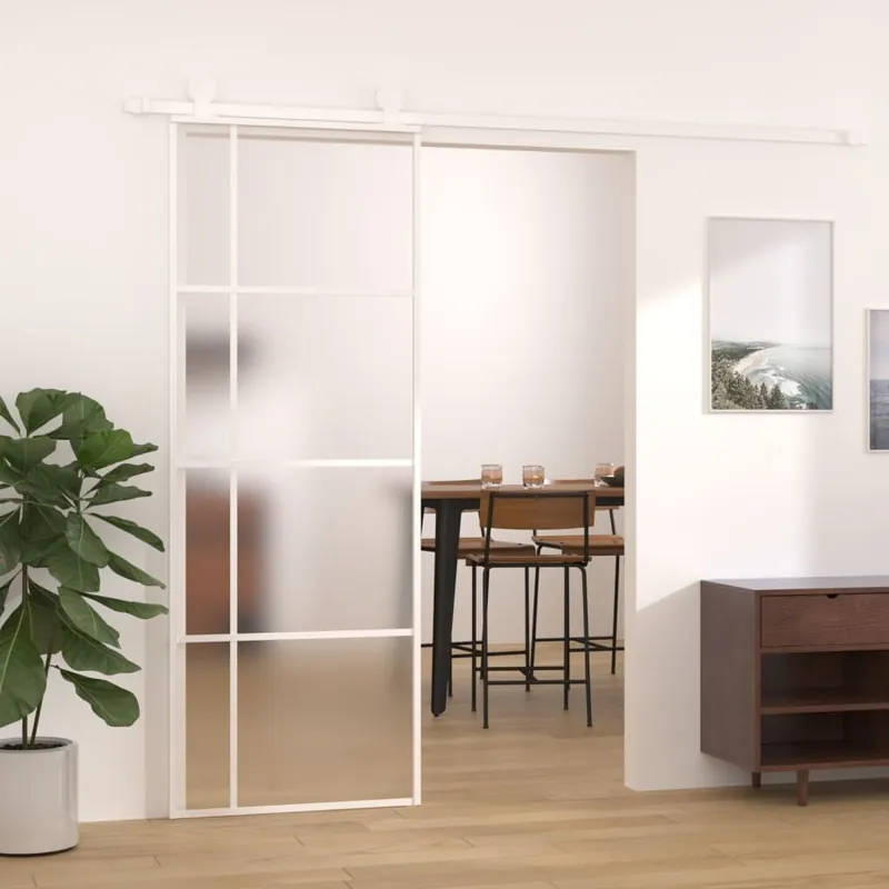 vidaXL Liukuovi ESG-huurrelasi ja alumiini 76x205 cm valkoinen Pakollinen (Must-Have)