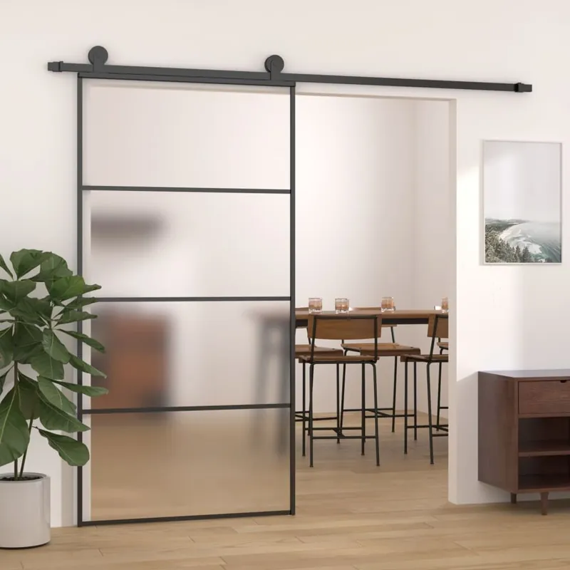 Osta Verkossa vidaXL Liukuovi ESG-huurrelasi ja alumiini 102,5x205 cm musta, Juoda