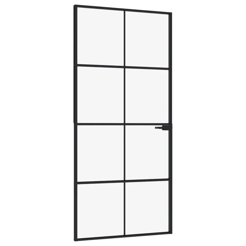vidaXL Sisäovi musta 93x201,5 cm karkaistu lasi ja alumiini ohut, Juoda Aito