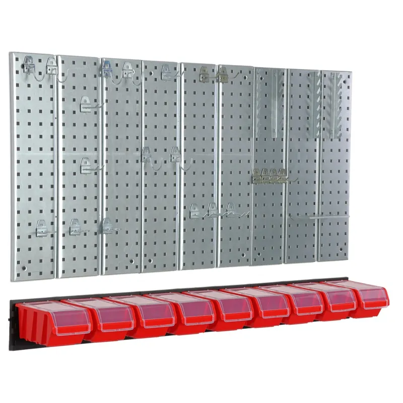 Viimeinen Mahdollisuus Työkaluseinä metallia 117x72 cm Säilytysjärjestelmä, jossa on työkalunpitimet Työkalukoukut ja 9 pinoamislaatikkoa 120 x 200 x 90 mm Väri punainen Rei‘itetty levy Työpaja Autotalli Kiinnityslevy Sähk, Įrankių sienelė metalinė 117x72 cm Sandėliavimo sistema su įrankių laikikliais Įrankių kabliukai ir 9 dėtuvės 120 x 200 x 90 mm Spalva raudona Perforuota lenta Dirbtuvės Garažas Daiktadėžė Elektrinia