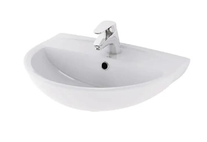Keraaminen seinäpesuallas puoliympyrän muotoisella kulholla valkoinen 55cm Flash-Tarjous