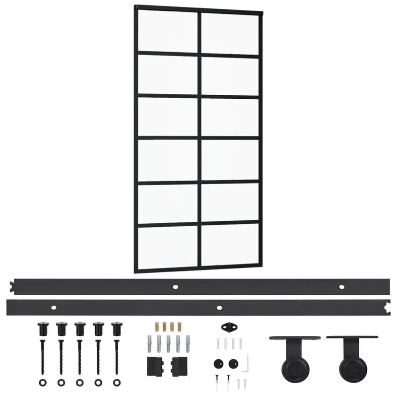 Viimeinen Mahdollisuus Liukuovi asennustarvikkeilla ESG lasi ja alumiini 102x205 cm