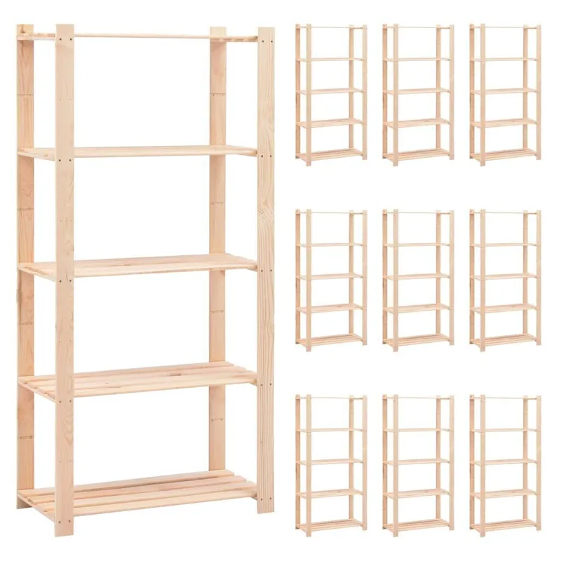 5-kerroksiset varastohyllyt 10 kpl 80x38x170 cm täysmänty 250kg Korkea Laatu
