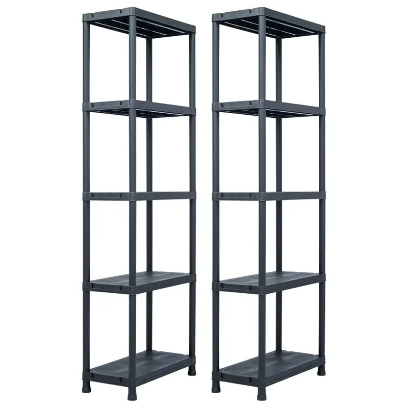 Alennettu Hinta Varastohyllyt 2 kpl 125 kg muovi 60x30x180 cm musta