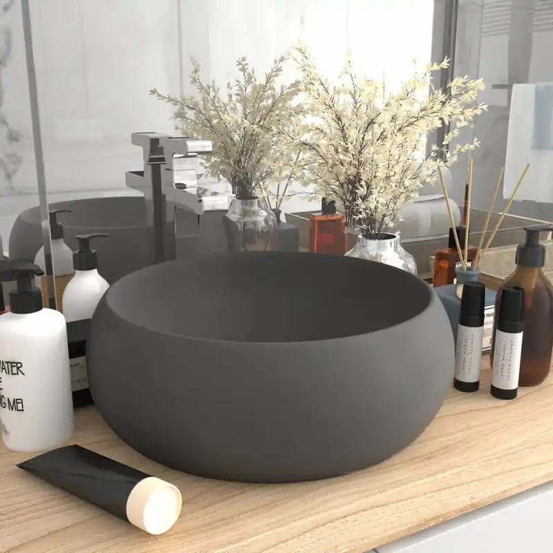Ylellinen pesuallas pyöreä matta tummanharmaa 40x15 cm keraami Pakollinen (Must-Have)