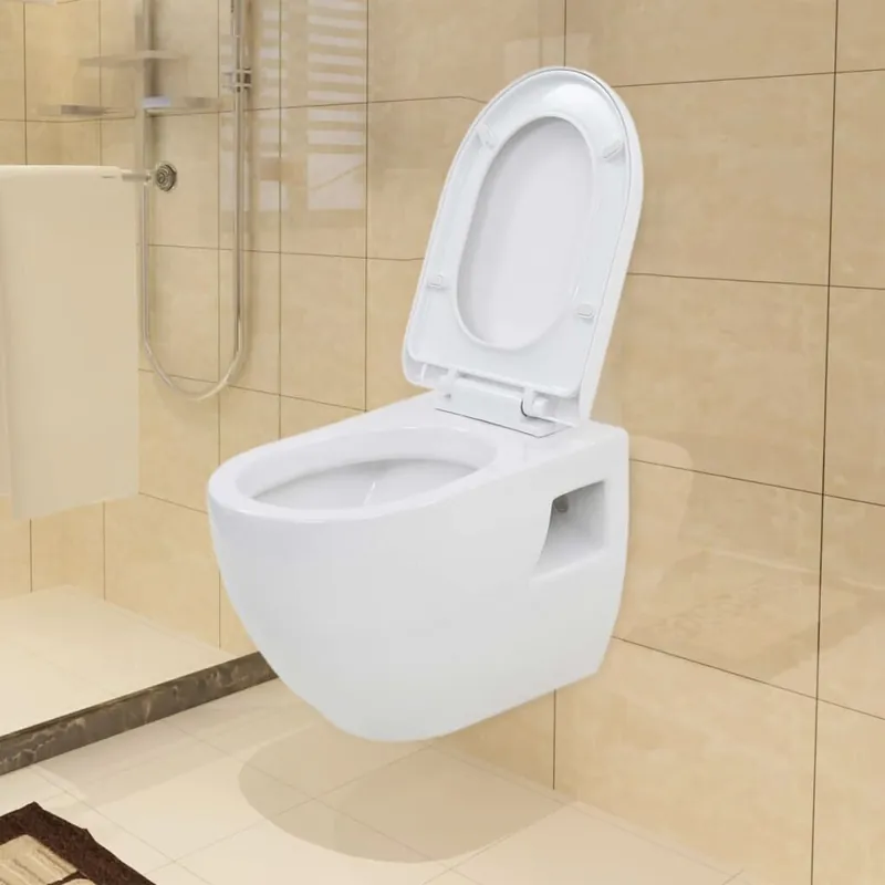 Seinään kiinnitettävä WC-istuin keraaminen valkoinen Suoraan Valmistajalta