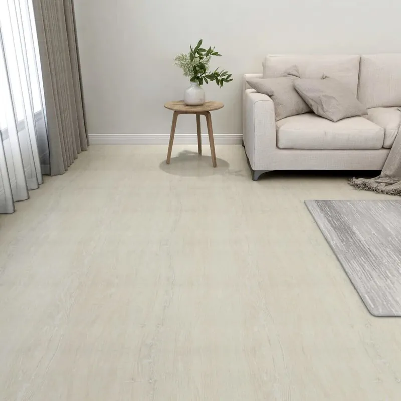 Korkea Laatu Itsekiinnittyvä lattialankku 55 kpl PVC 5,11 m² kerma