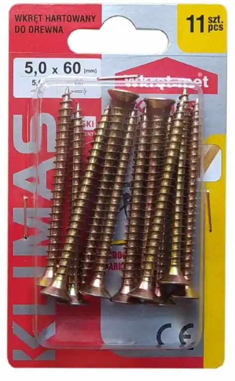 Karkaistut puuruuvit 5x60mm 11kpl PZ2 kultaa Alennus