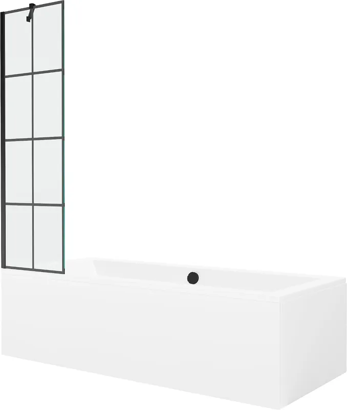 Aito Kylpyamme Mexen Cube paneeleilla ja lasiseinällä, 180x80 cm + 50 cm
