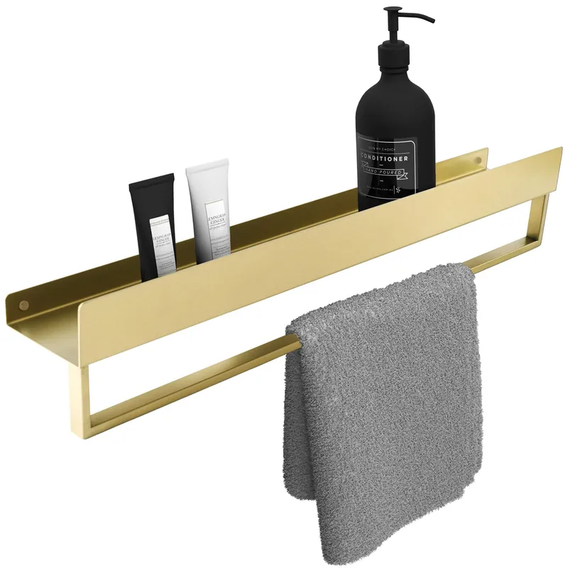 Ajankohtainen Kylpyhuoneen hylly SF01, 60 cm, harjattu kulta