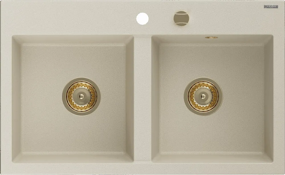 Tarjoushinta Mexen Hektor 2-osainen 800 x 480 mm graniittiallas, beige, kultainen sihti - 6521802000-69-G
