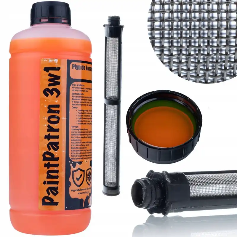 Erikoistarjous Setti Rosfix PaintPatron 3in1 + Suodatin – Puhdistusneste 1L, 60 mesh, Graco FTX/XTR malleihin