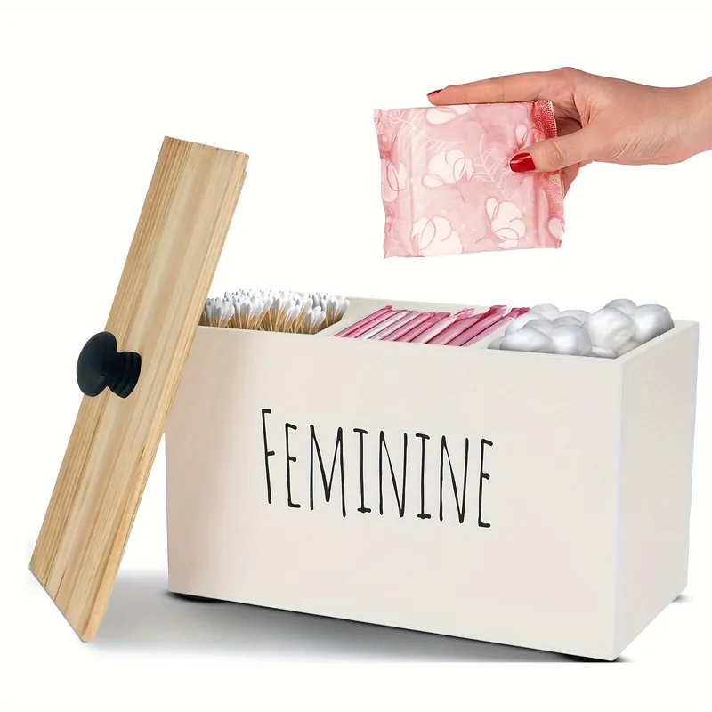 Yksi Maalaismainen Puiset Tamponin Säilytyslaatikko Kansi Kylpyhuoneeseen., Baltas Päivän Tarjous