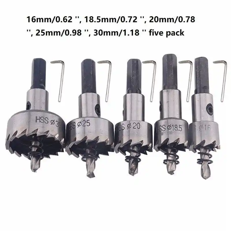 5kpl 16mm pikateräs reikäsaha poranterät - Ruostumaton teräs, metalliseos & enemmän!, 5vnt Uusi Malli