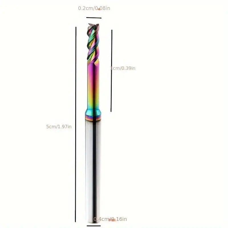 1pc Kovametalli Pääjyrsin HRC60 3Terä Volframi Jyrsintä CNC Reititin Pitkä 1mm 1.5mm 2mm 2.5mm 3mm Seitsemän Väriä DLC Alumiini, D2.5-L20.0-H04 Osta Verkossa