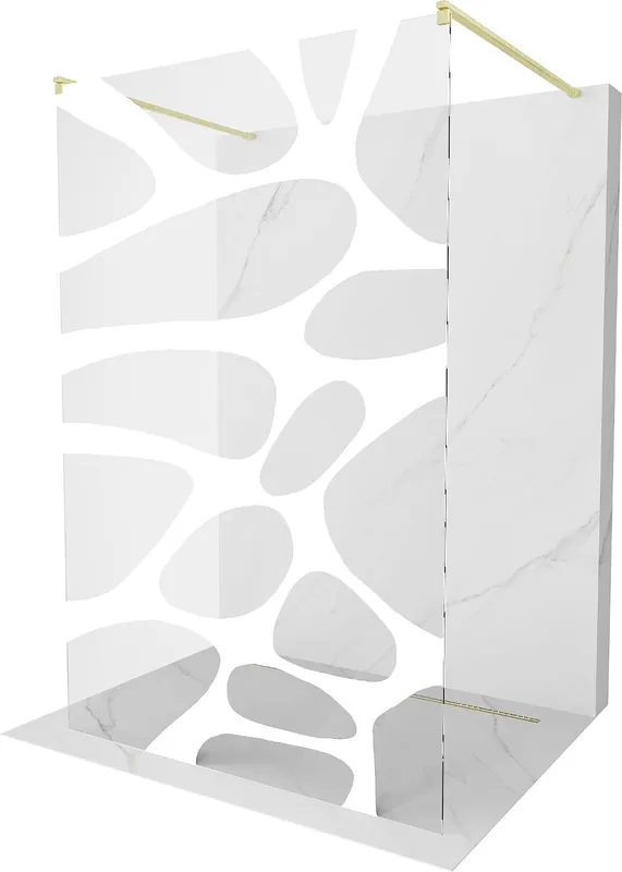 Halpa Walk-in suihkuseinä Mexen Kioto, Harjattu kulta, valkoinen kuvio, 120 x 200 cm