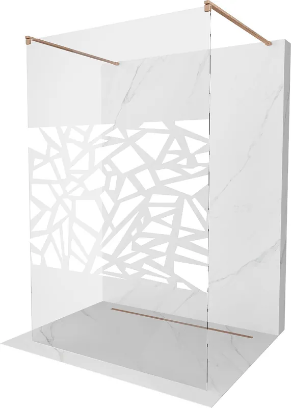 Walk-in-suihkuseinä Mexen Kioto, Harjattu kupari, valkoinen kuvio, 140 x 200 cm Vain Rajoitetun Ajan