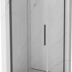 Aito Mexen Velar liukuovinen suihkukotelo 130 x 75 cm, läpinäkyvä, gun gray harjattu - 871-130-075-01-66