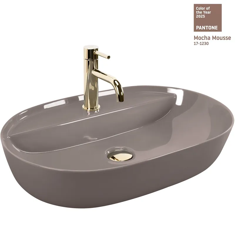 Ajankohtainen Tason päälle asennettava pesuallas REA AURA 61 SHINY 61x41x13