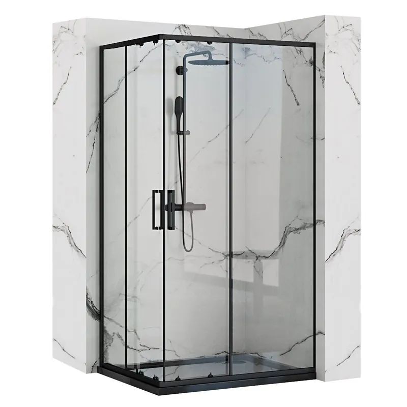 Ajankohtainen Suihkukaappi Rea Punto 80X100 Black + Suihkutarjotin Savoy White