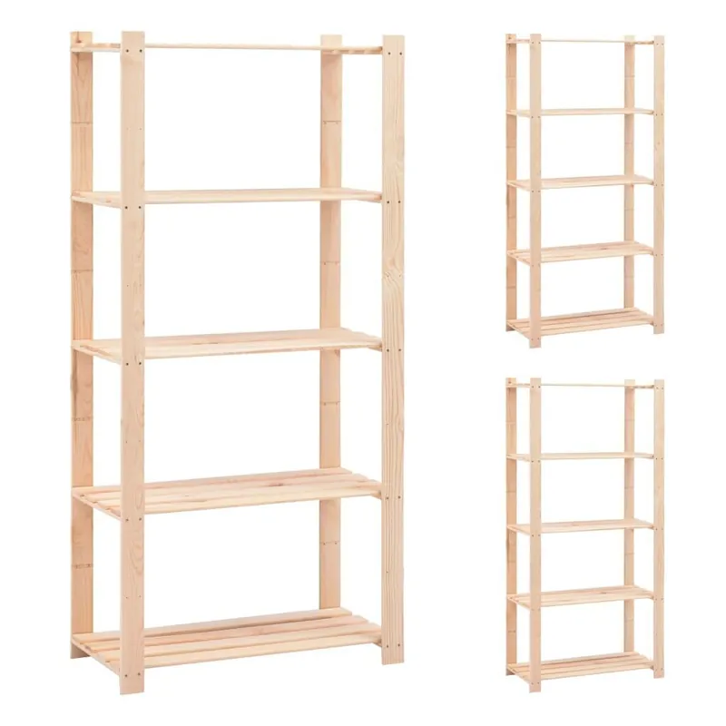5-kerroksiset varastohyllyt 3 kpl 80x38x170cm täysi mänty 250kg Suosittu
