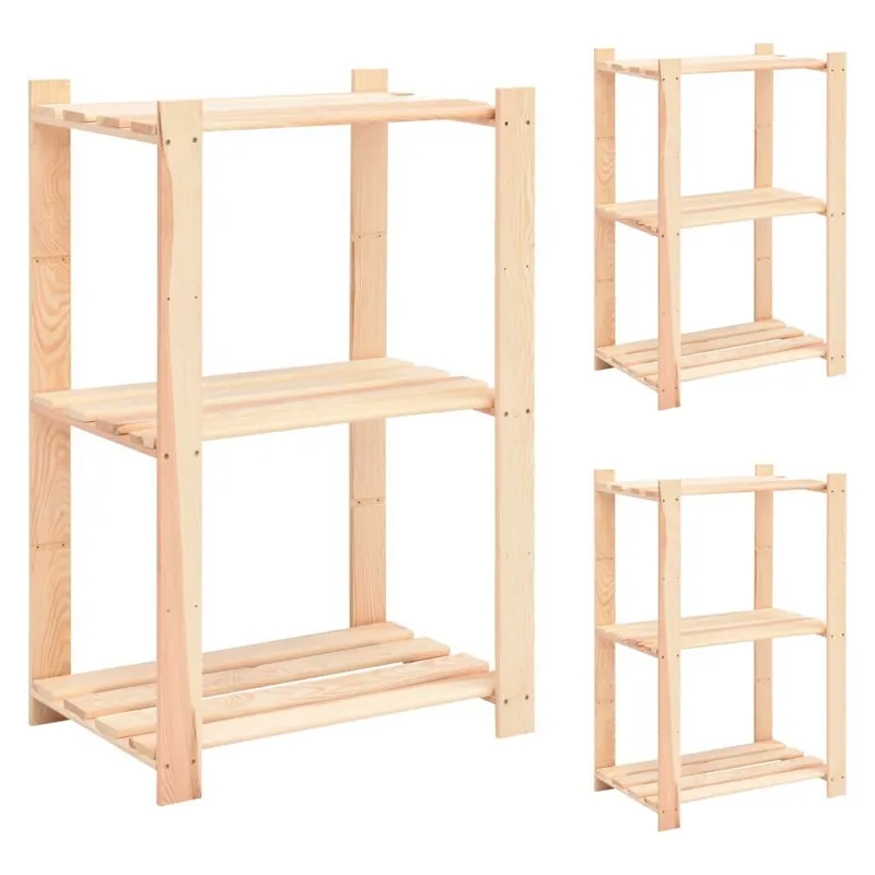 3-kerroksiset varastohyllyt 3 kpl 60x38x90 cm täysi mänty 150kg Halpa Hinta