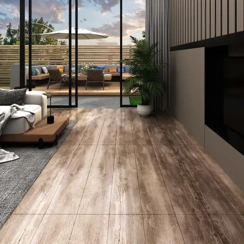 Uutuus PVC-lattialankut 5,02 m² 2 mm itseliimautuva pesty puu