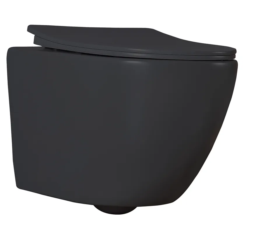 Seinään kiinnitettävä wc-istuin Euroliux Focus Nero 391C Rimless Osta Tänään