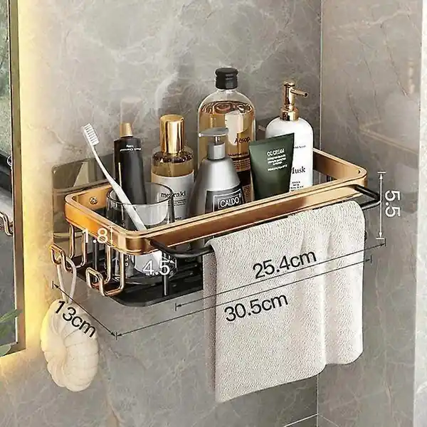 Ylelliset kylpyhuoneen tarvikkeet hyllyt ilman ruoste -resistenttiä alumiinihyllyä seinähylly shampoo pyyhepidike kylpytarvikkeet Järjestäjä lisävaruste_, 1pc Thickenwithhook Päivän Tarjous