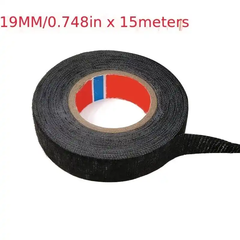 15-Metrin Lämpöä Kestävä Sähköteippi, Musta Polyesterikangas Kaapelinhallintaan, 19 mm Flash-Tarjous