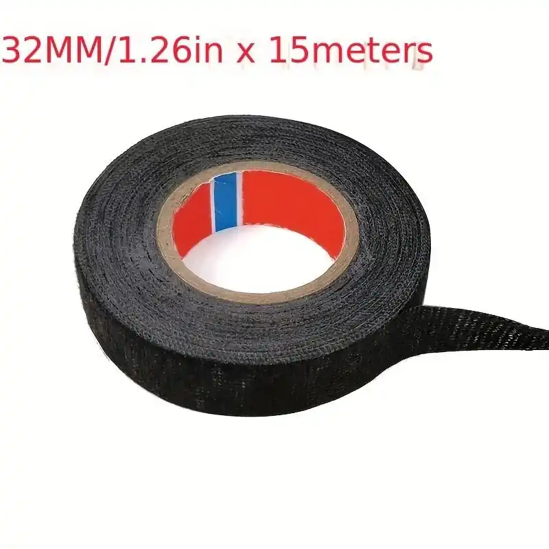 15-Metrin Lämpöä Kestävä Sähköteippi, Musta Polyesterikangas Kaapelinhallintaan, 32 mm Uutuus