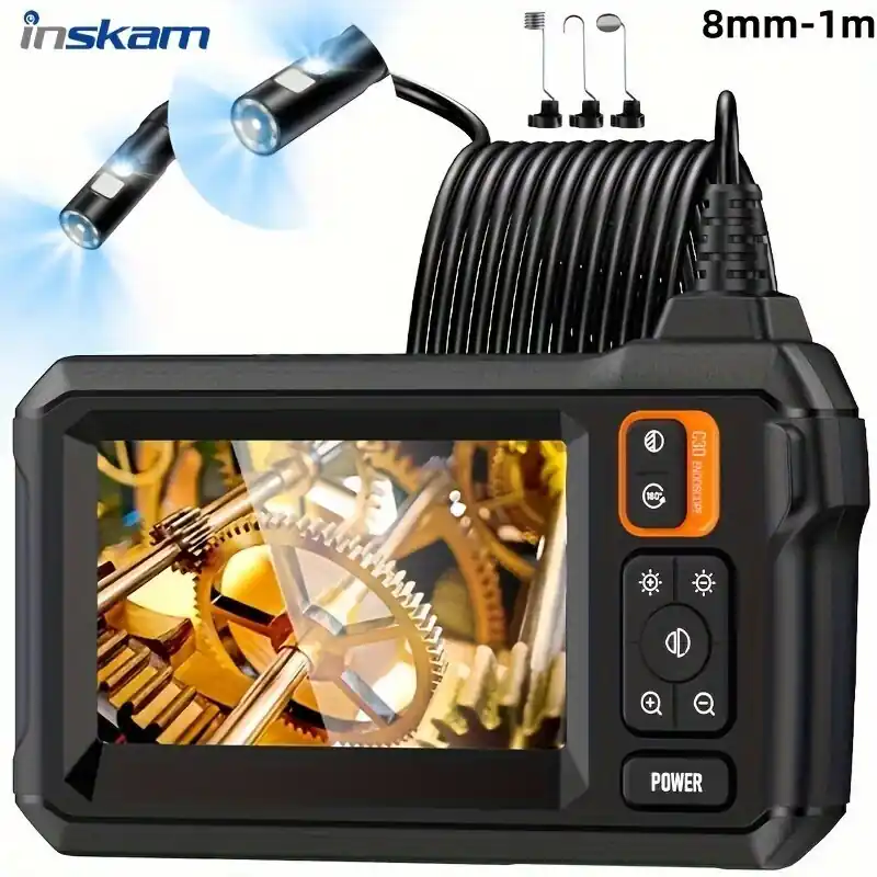 Sertifioitu INSKAM 4.3 IPS LCD teollinen endoskooppi kaksoislinssillä., Oranžinis dvigubas objektyvas-8mm-1m