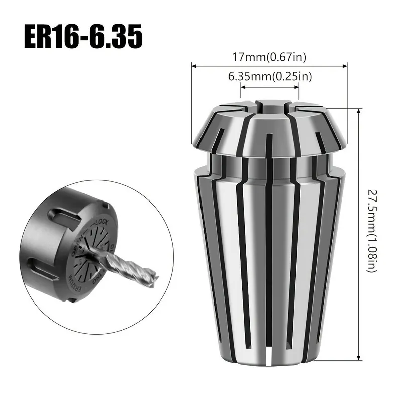 Turvallinen Maksu Korkean Tarkkuuden ER-jousipuristin Työkalupidin, ER16 ER20 Konekiinnike, ER16-1/4 (6,35 mm)