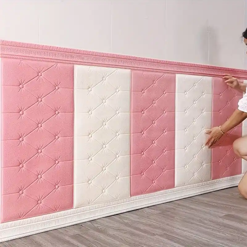10kpl 70.0×35.0 cm 3D Pehmeä Puskuritapetti, Vedenkestävä ja Kosteudenkestävä Itsekiinnittyvä Seinäkoriste., Baltas Kuuma Tarjous