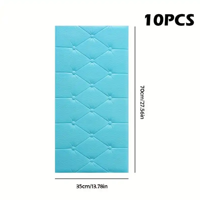10kpl 70.0×35.0 cm 3D Pehmeä Puskuritapetti, Vedenkestävä ja Kosteudenkestävä Itsekiinnittyvä Seinäkoriste., Mėlyna Eniten Myyty