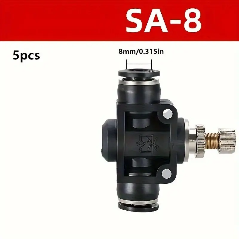5kpl Pneumaattiset Kaasuventtiilin Liittimet - Kestävä Musta Muovi, SA8mm/0,315col Tarjous