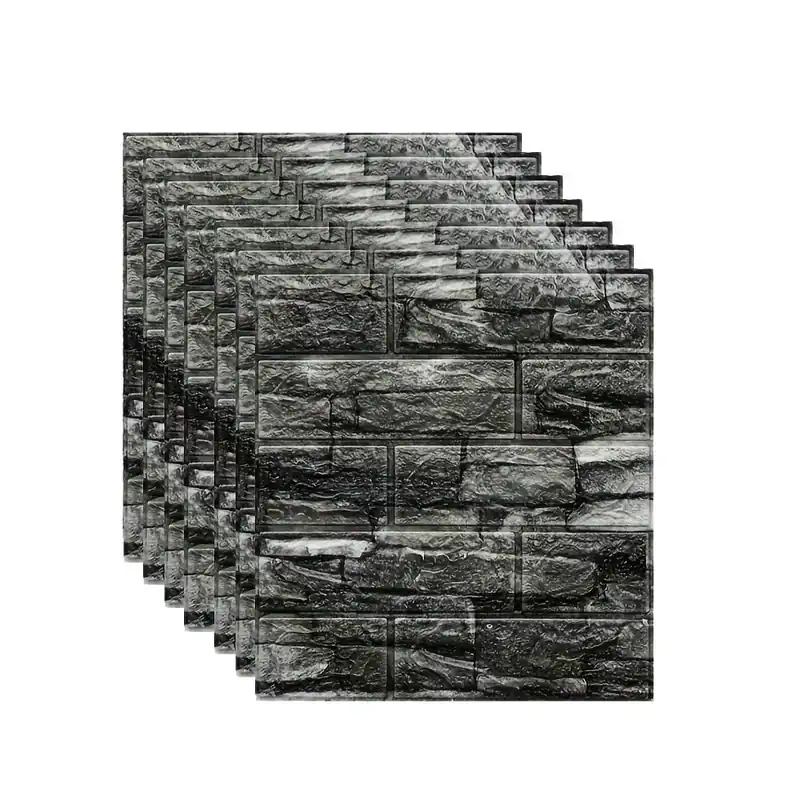 Itseliimautuva 3D Tiili Puu Tapetti, pilka Ajankohtainen