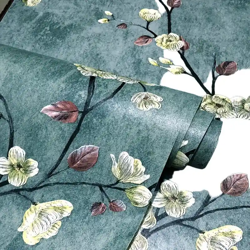 Vintage-tyylinen kukkakuviollinen PVC-tapetti, 45cm * 1000cm Edullinen Hinta