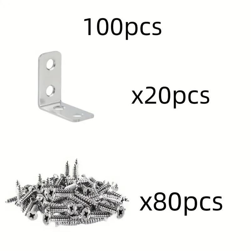 100x Metalliset L-Kulmatuki Hyllyille ja Huonekaluille Vain Tänään
