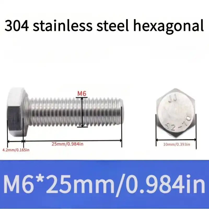 304 Ruostumaton Teräs Kuusiokantaruuvi M16x50, M6 * 25 mm Nopea Toimitus